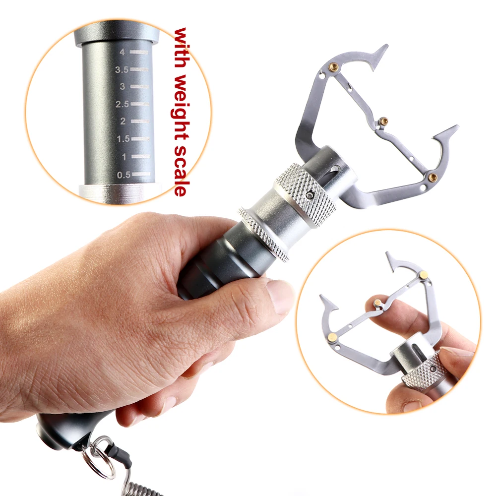 

New style flip-over type fish lip grip multifunctional fishing tackle equipment tool with weight scale, Black/gray