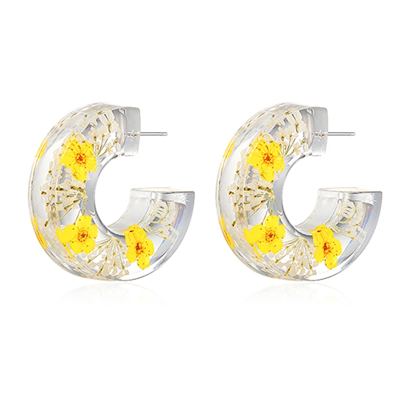 

Charare Women's accessories earrings flower semicircle C shape resin earrings, Picture