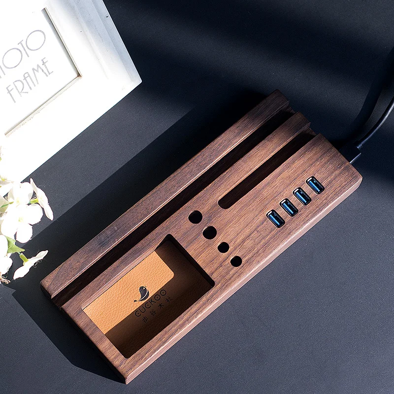 
New design solid wood desktop organizer with USB3.0 