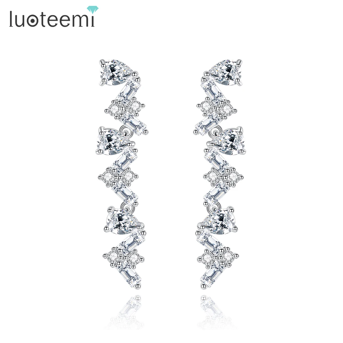 

LUOTEEMI Bridal Earring Korean Style Wholesale Zicornia Stud Shiny Lady Zircon Stylish Popular Earing