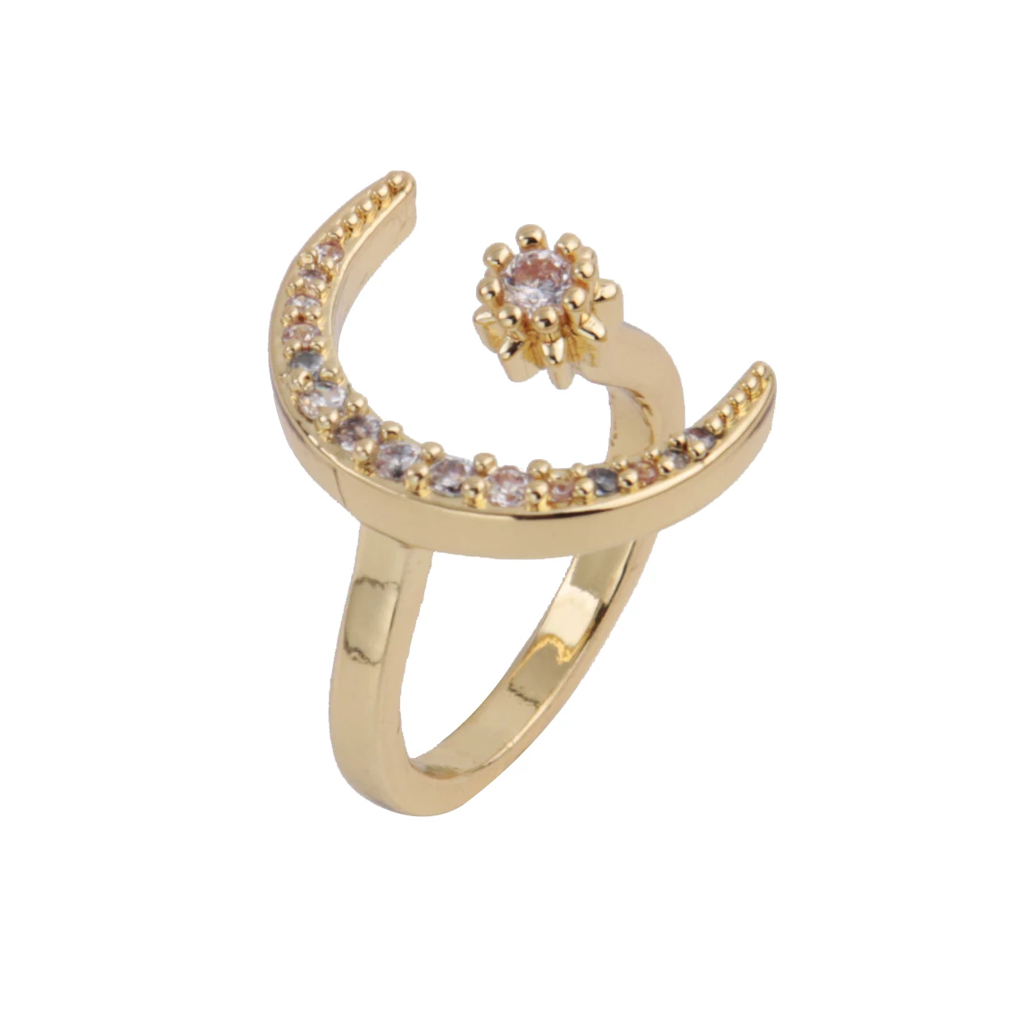 

New Crescent Moon Ring Creative Diamond Star Moon Open Engagement Finger, Picture shows