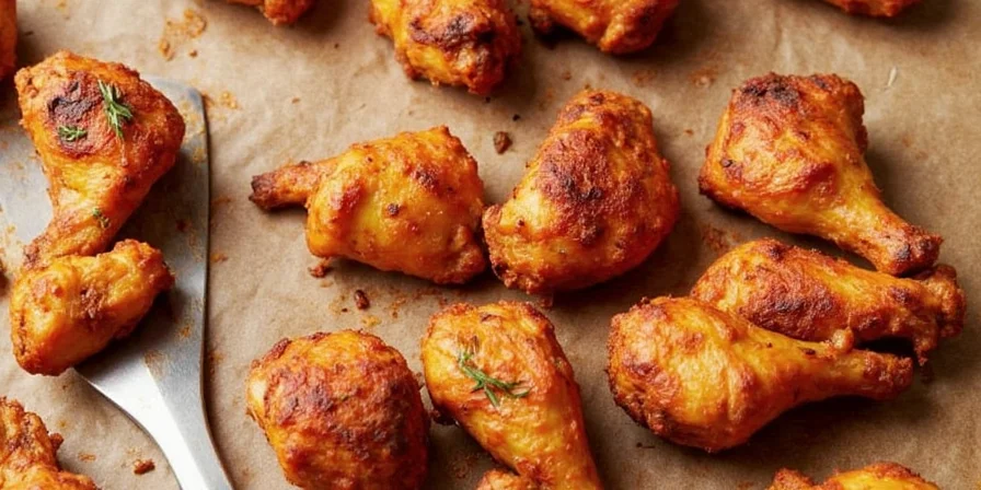 Served tandoori chicken with garnish
