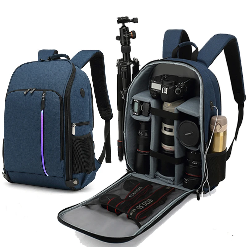 

Camera Backpack with Laptop Compartment Waterproof Travel Camera Photo Bag Case Lightweight Photographer Bag with Tripod Holder, Blue,black,grey, customized