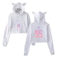 

Cut Cat Ears Short Cropped Hoodie Sweater Printed BTS Sweaters