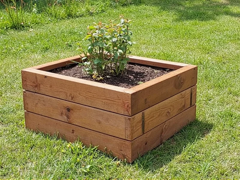 Reclaimed wood planter box with drainage holes
