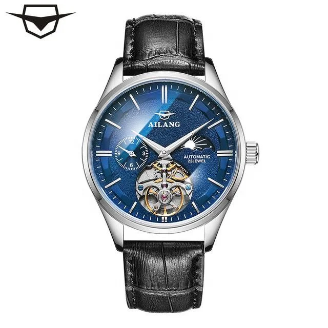 

Brand luxury men's automatic mechanical watch hollow dual time zone AILANG new sports watch