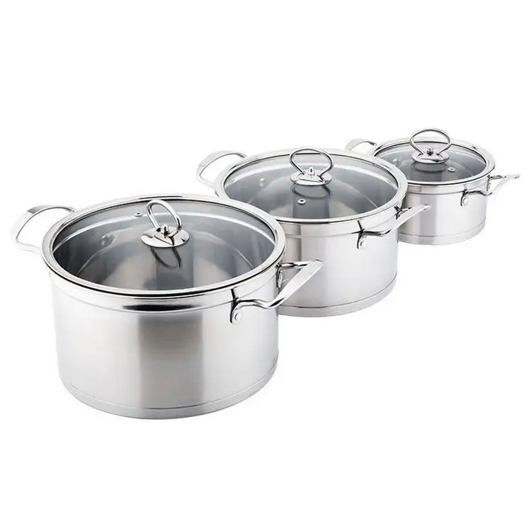 

Double bottom stainless steel soup pot thickened right angle double ear small soup pot general purpose induction cooker