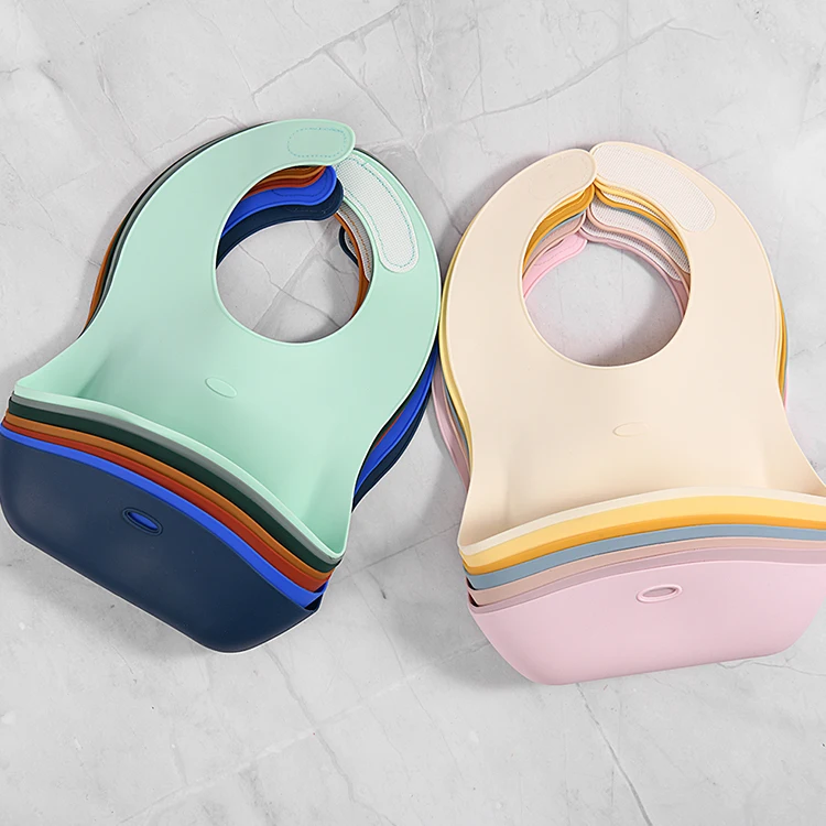 

Manufacturers Stock Solid Color Soft Waterproof Newborn Silicone Bib High Quality Baby bibs