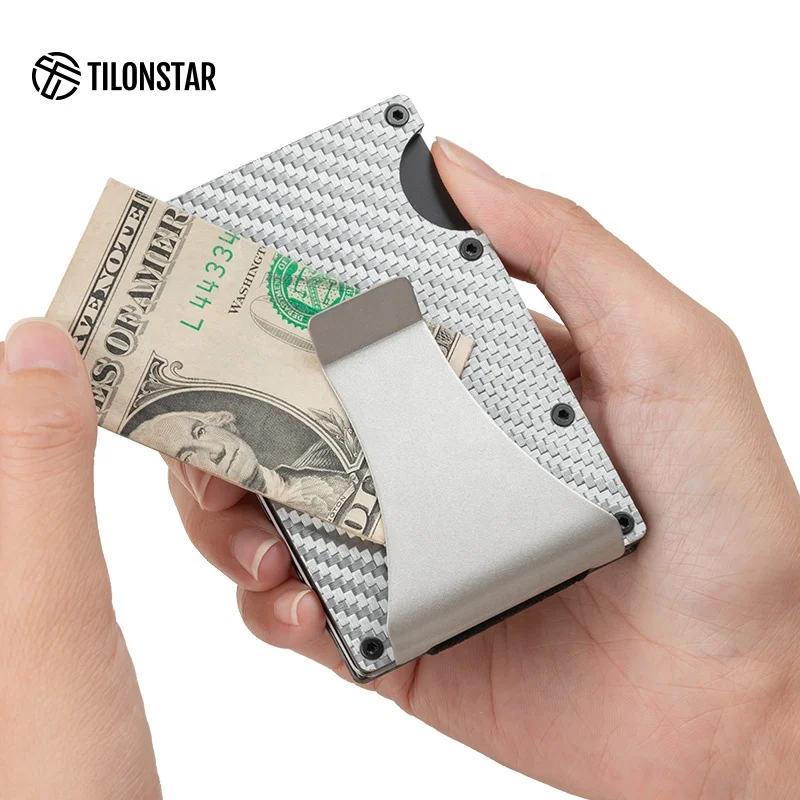 

TILONSTAR Metal Aluminum Card Holder Rfid Wallet With Money Clip Men Slim Wallet