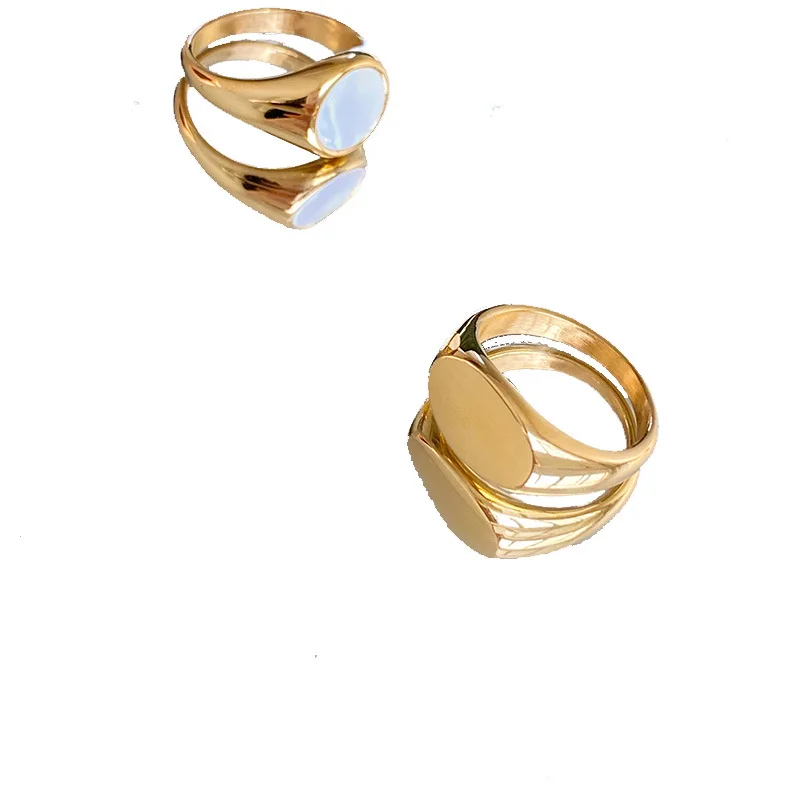 

New Arrival Bohemia Style 18k Stainless Steel Gold Plated White Shell Pinky Metal Rings