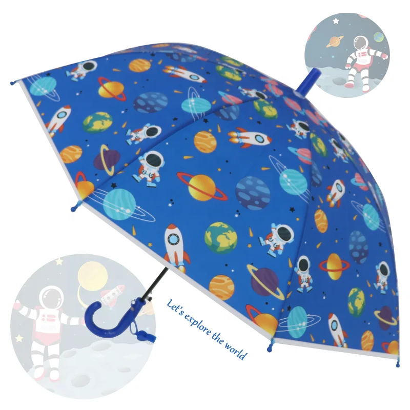 

RST 2020 new design PVC plastic kid umbrella dinosaur animal printing baby boy children umbrella with whistle