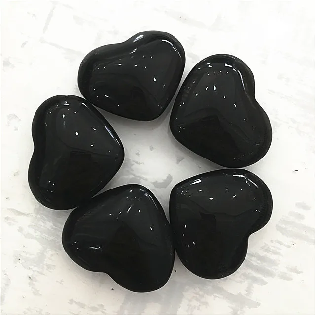 

Wholesale natural bulk gemstone black obsidian heart shaped crystals stones for folk crafts