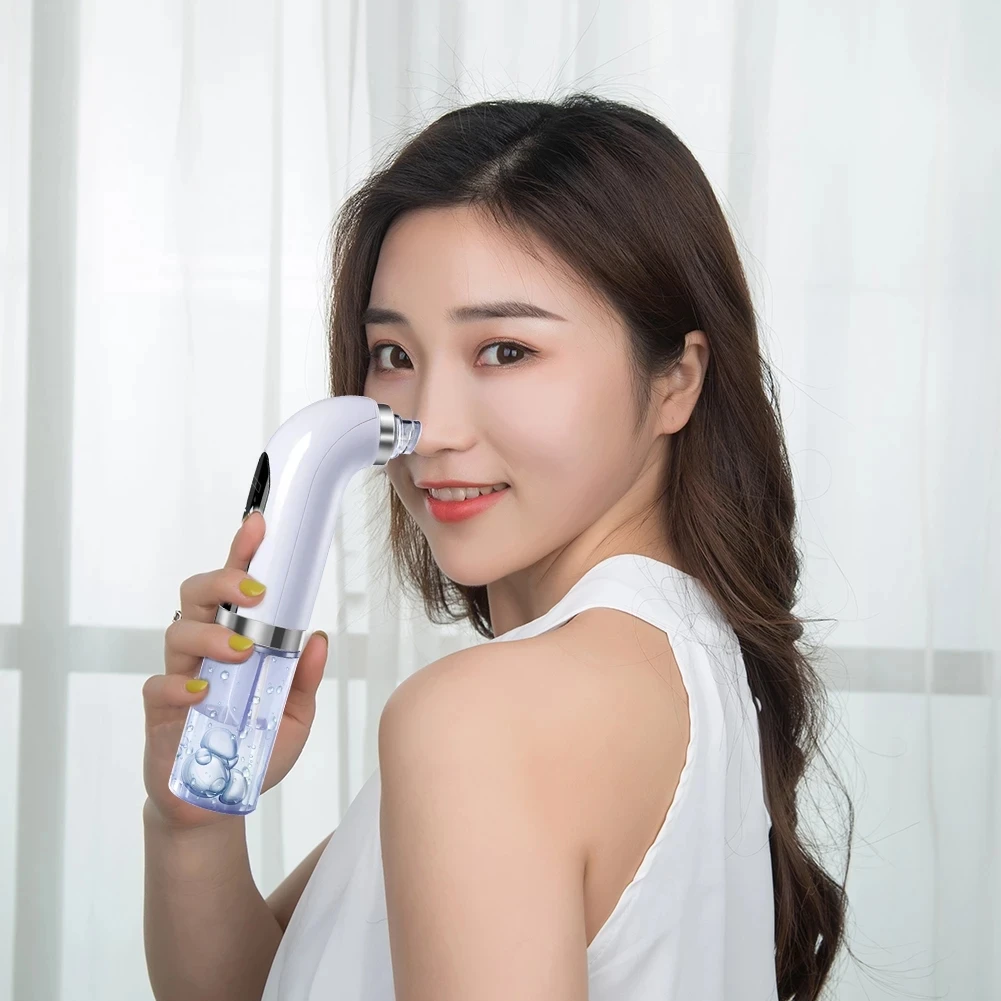 

Small Bubble Blackhead Remover Vacuum Nose Pore Cleaner with USB Rechargeable Water Hydrodermabrasion, White