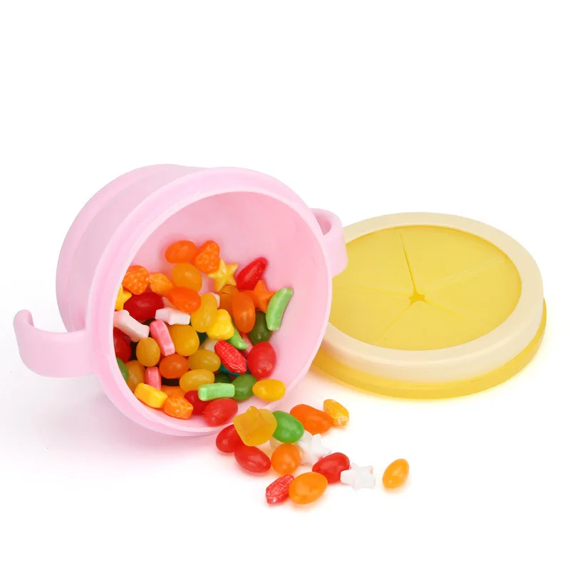 

Save Food Storage Snack Biscuit Jar Cup Container Spill-Proof Design Toddle Baby Silicone Snack Cups With Handle, Pink/blue