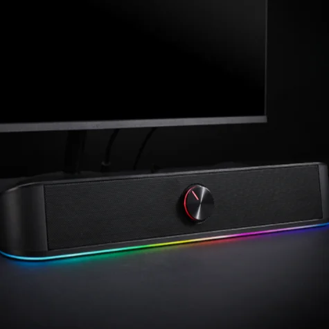 

New Arrival RGB Desktop Soundbar, 2.0 Channel Computer Speaker with Dynamic Lighting