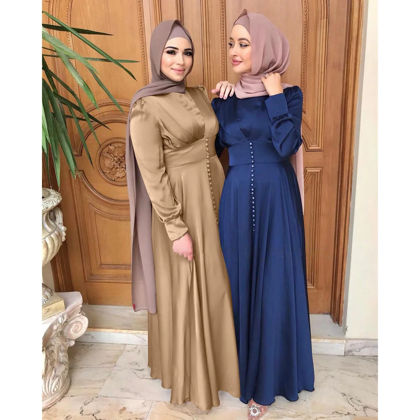 

latest fashion women Dubai solid evening beaded Splicing maxi satin gown abaya muslim dress, Customized color