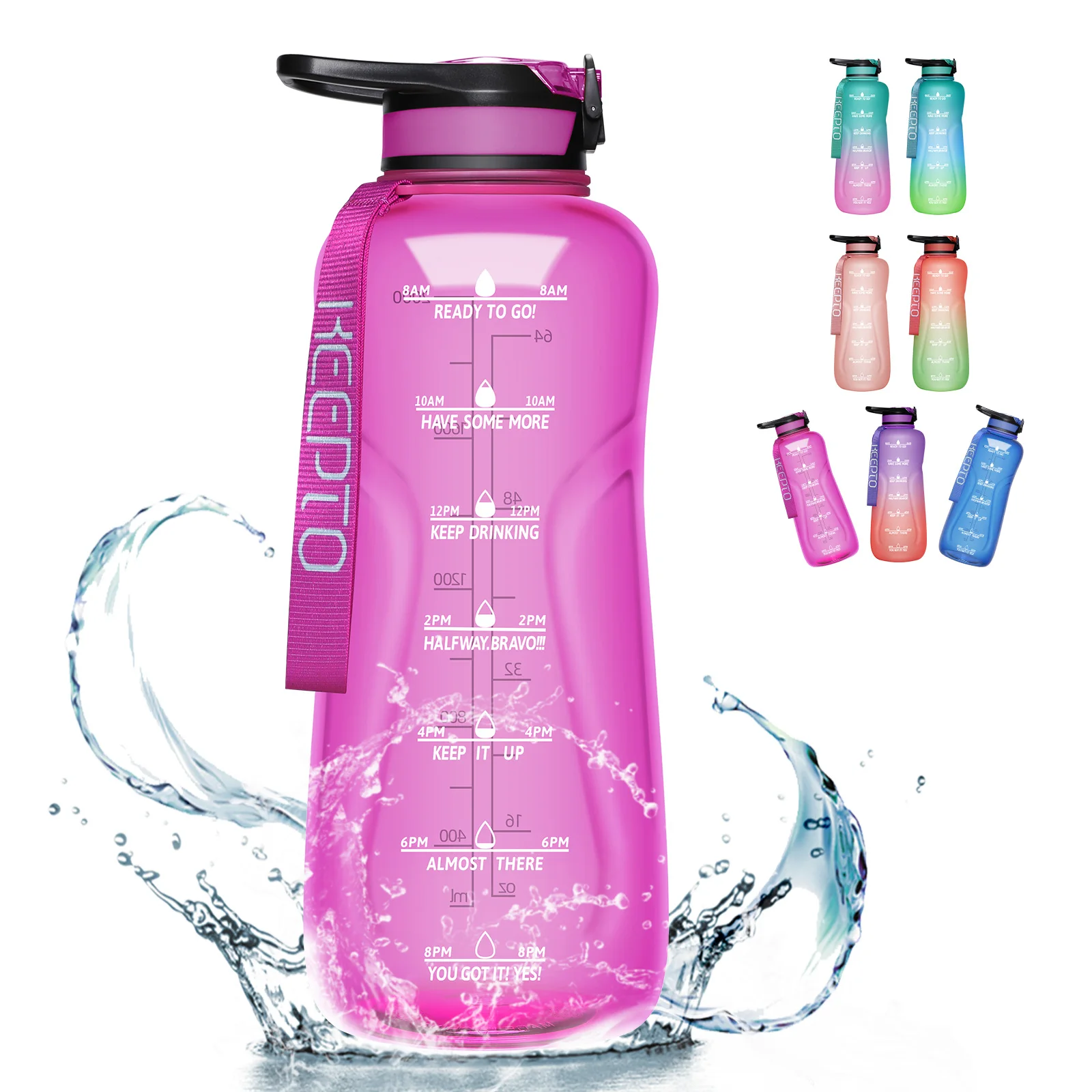 

32 oz Wholesale Portable Sport Plastic Drinking Motivational Time Marker Water Bottle, Customized color