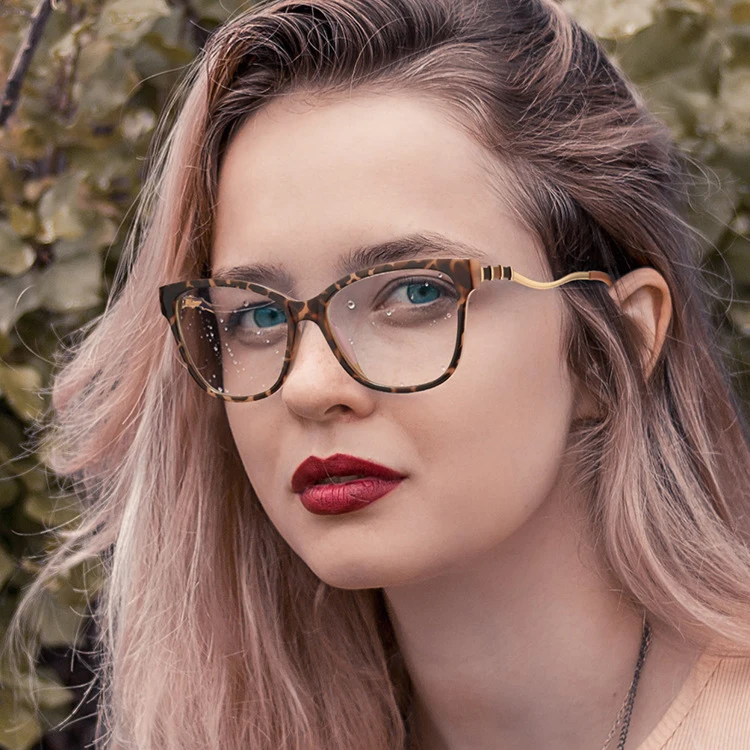 

Fashion TR90 Big Frame Optical Glasses Custom Logo Metal Spring Women Anti-Blue Light Glasses, 6 colors