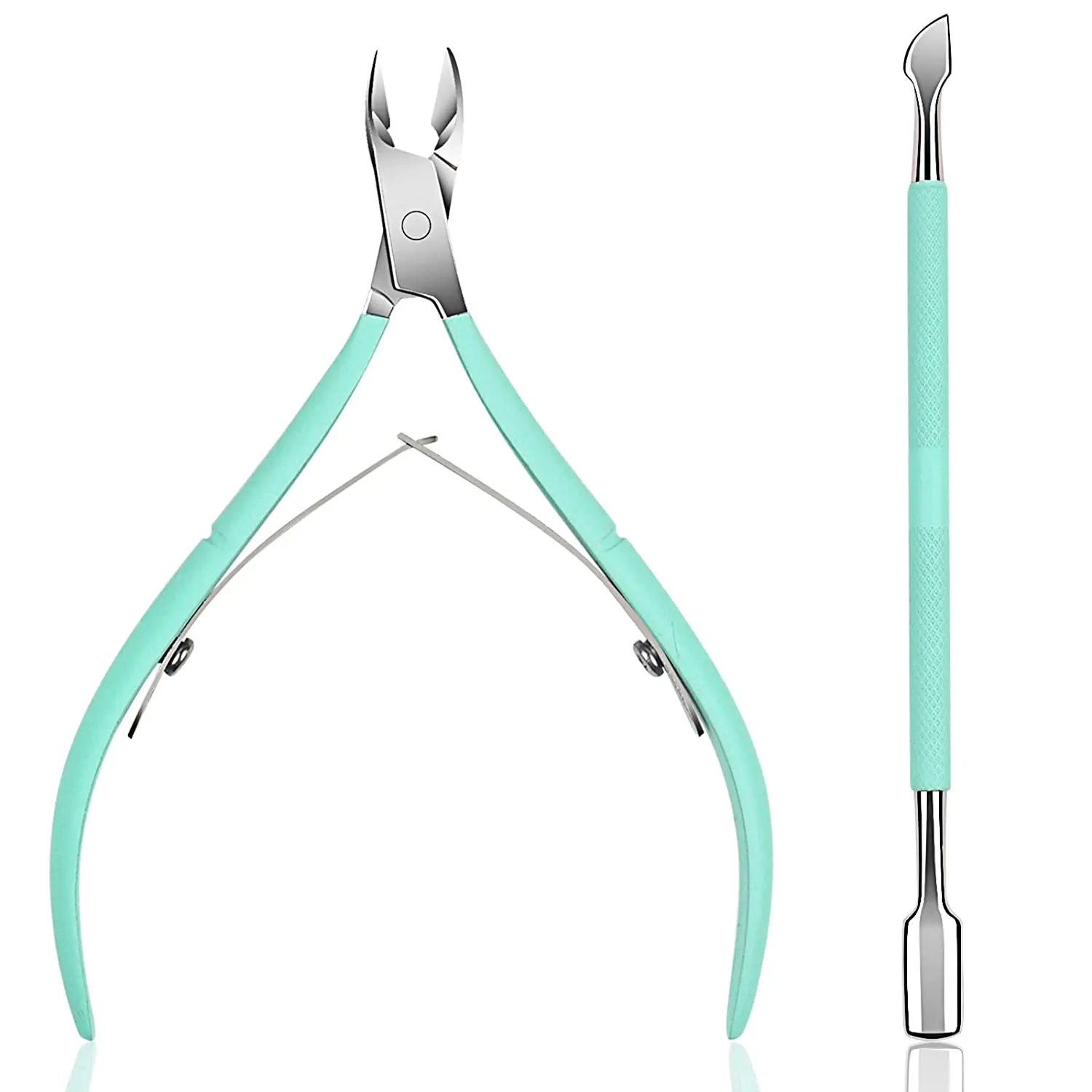 

Cuticle Trimmer with Cuticle Pusher Cuticle Remover nail Nipper Professional Stainless Steel ingrown toenail, Green,black,silver,gray