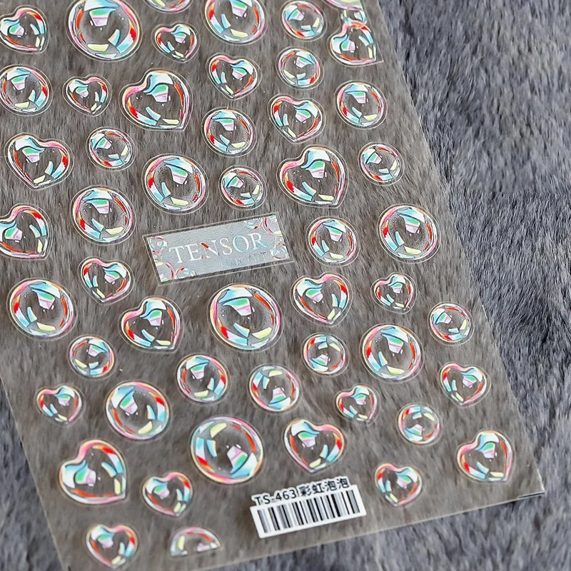 

Paso Sico Summer Party Round Heart Colorful Rainbow Transparent Bubble Holiday Nail Art Stickers Decal Adhesive