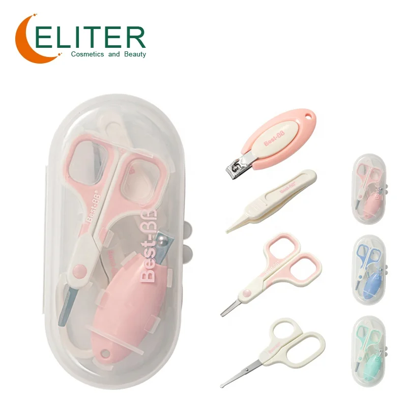 

Eliter Amazon Hot Sell In Stock 4 In1Pink Blue Green Infant Care Kit Boy Baby Kit Set Set Nail Babi Newborn Grooming Kit