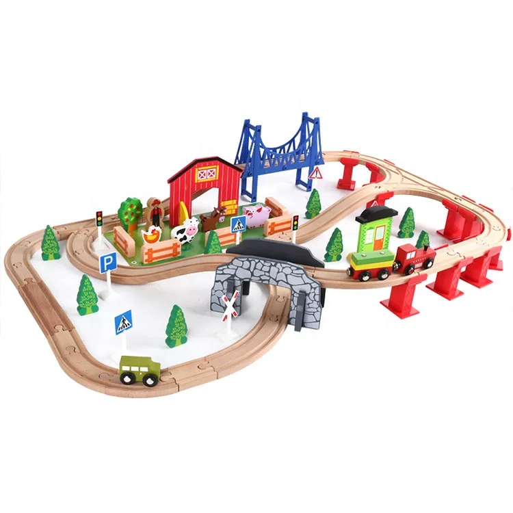 wooden toy railway track