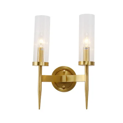 American All-copper Bracket Glass Wall Lamps Modern Luxury Living Room Bedroom Corridor Pure Copper Sconce Wall Lights Fixtures