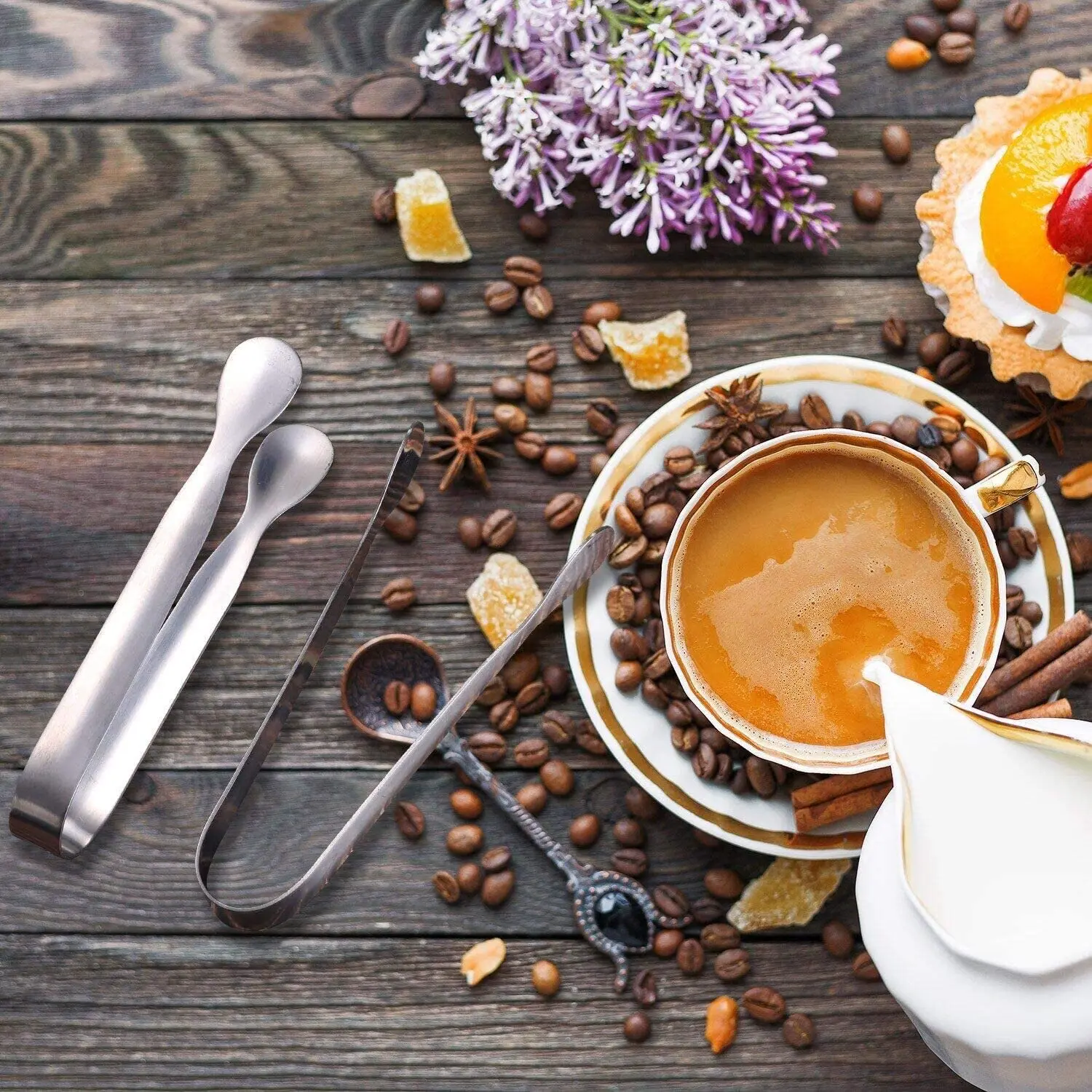 mini sugar cube ice tongs stainless steel food-grade premium