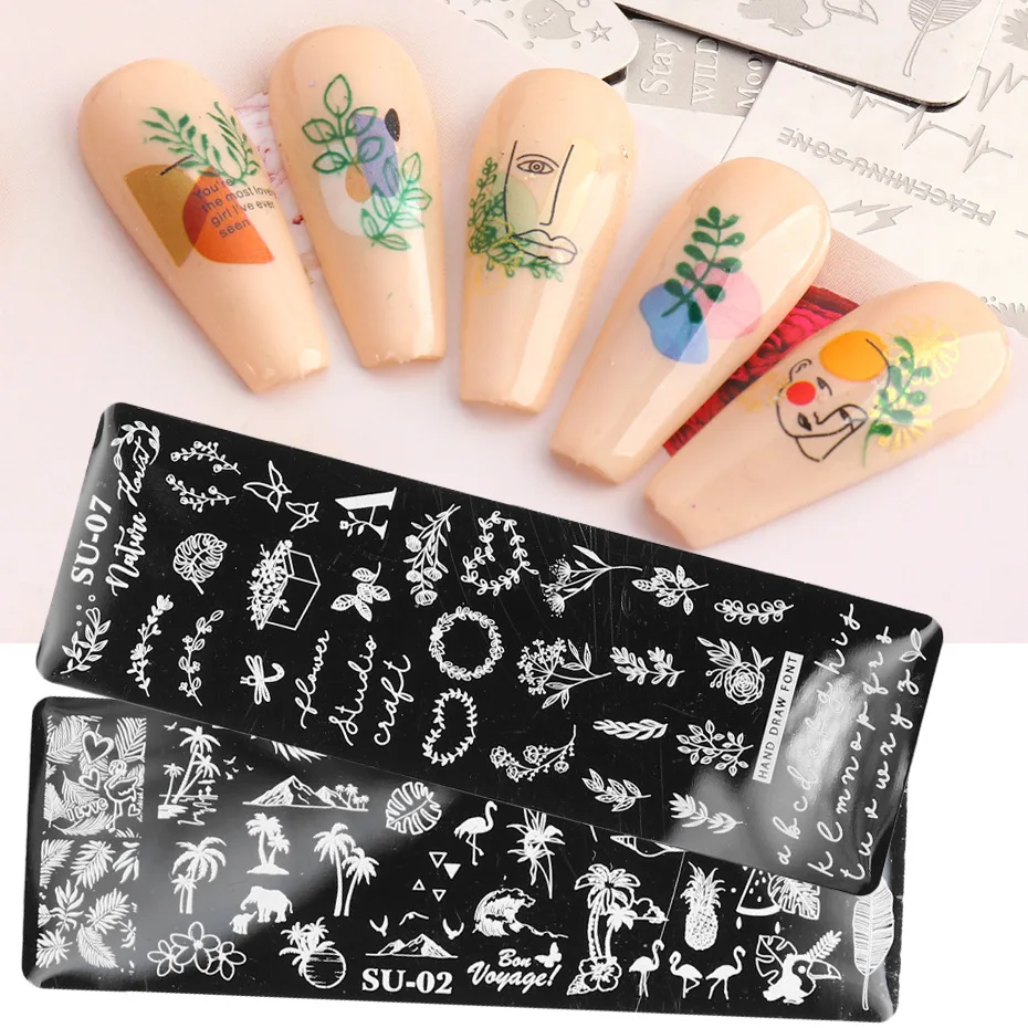 

Nail Art Templates Stamping Plate Design Flower Glass Temperature Holiday Style Flower Daisy Halloween Nail Decal