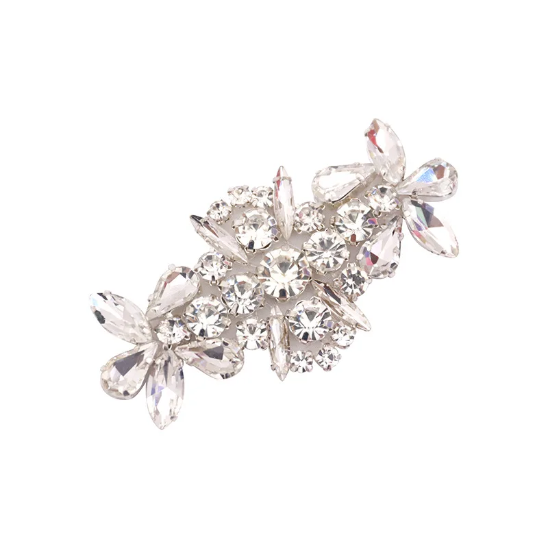 

Wholesale Handmade Design Small Rhinestone Applique Silver Clear Crystal Diamond Embroidered Iron on Appliques Patch, Silver, it can customer made