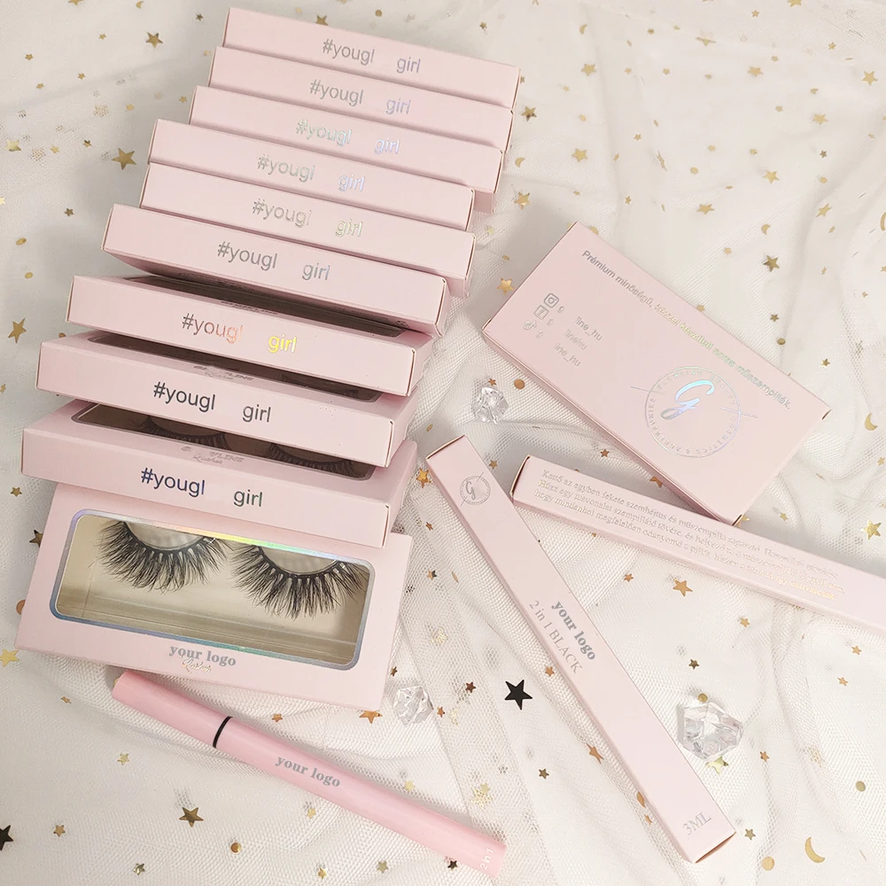 

Ready to ship vegan wholesale Full Strip Lashes Faux Mink Eyelashes Vendor Customized Box