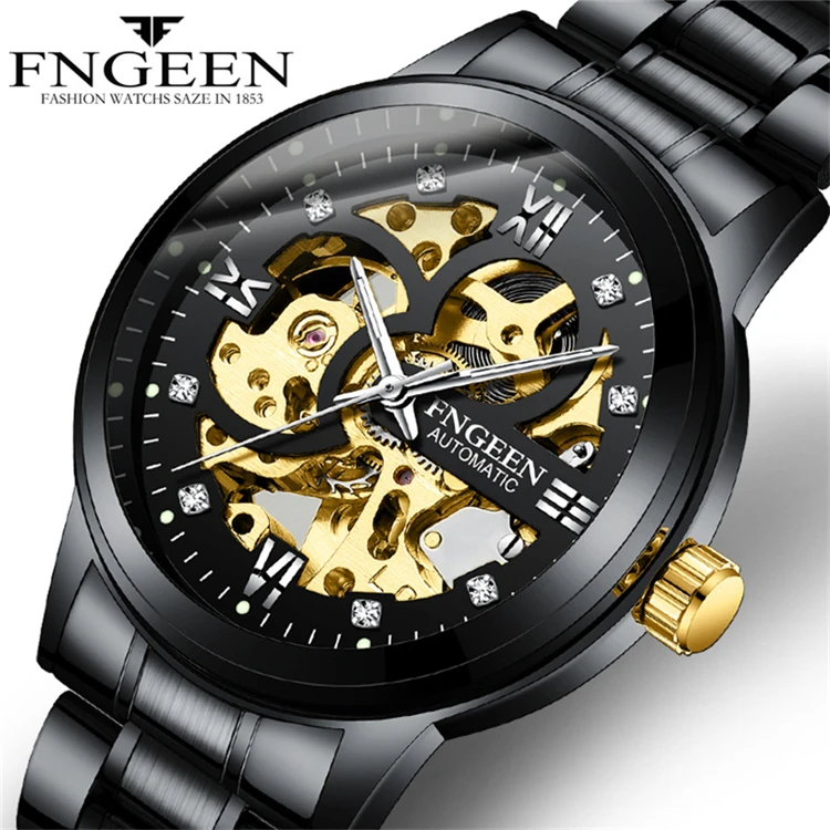 

Skeleton Watch 2021 New FNGEEN 6018 Sport Mechanical Luxury Mens Watches Top Brand Men Automatic Watch