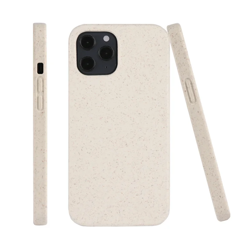 

compostable custom recycled wheat straw tpu bio degradable flax shive hemp material mobile phone case for iPhone 12, As picture