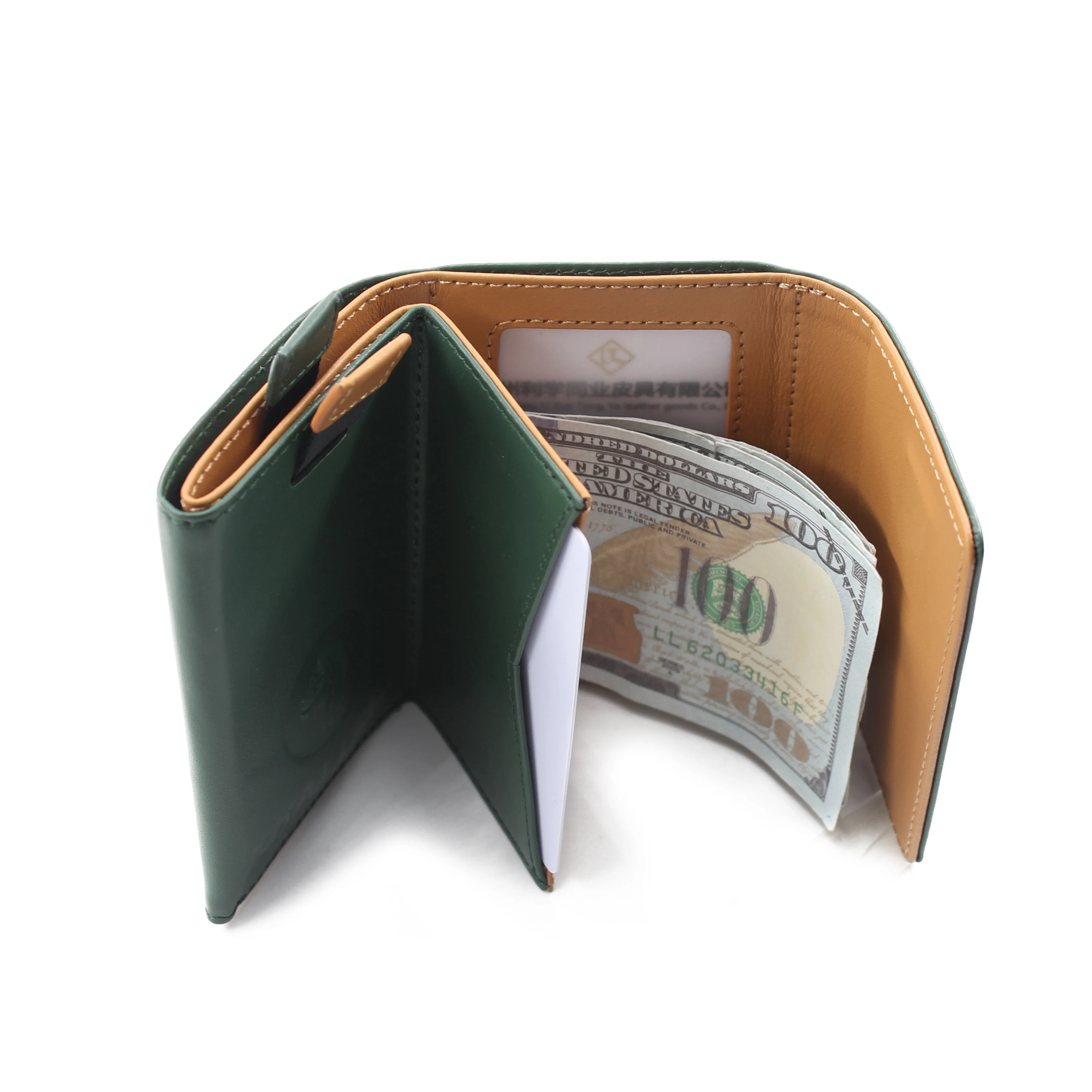 

Wholesale Custom Logo RFID Blocking Coin Pocket Real Leather Card Zipper Wallet