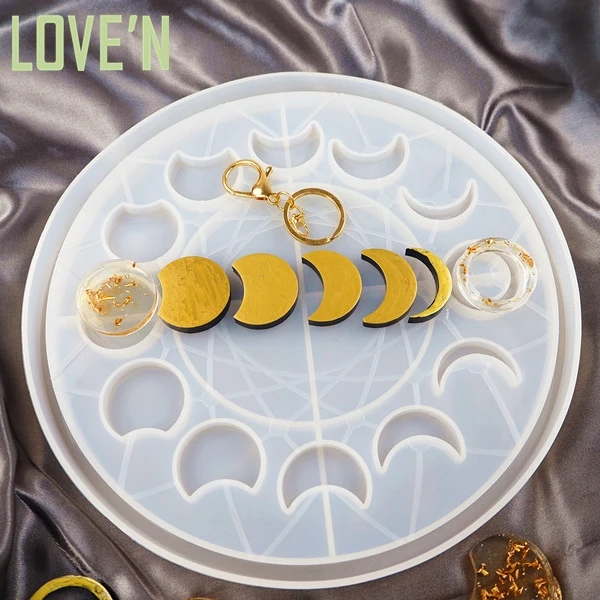 

LOVE'N LV0109R DIY Shining Star Moon Clock Lunar Eclipse Moon Phase Round Plate Jewelry Pendant keychain Epoxy Resin Mold