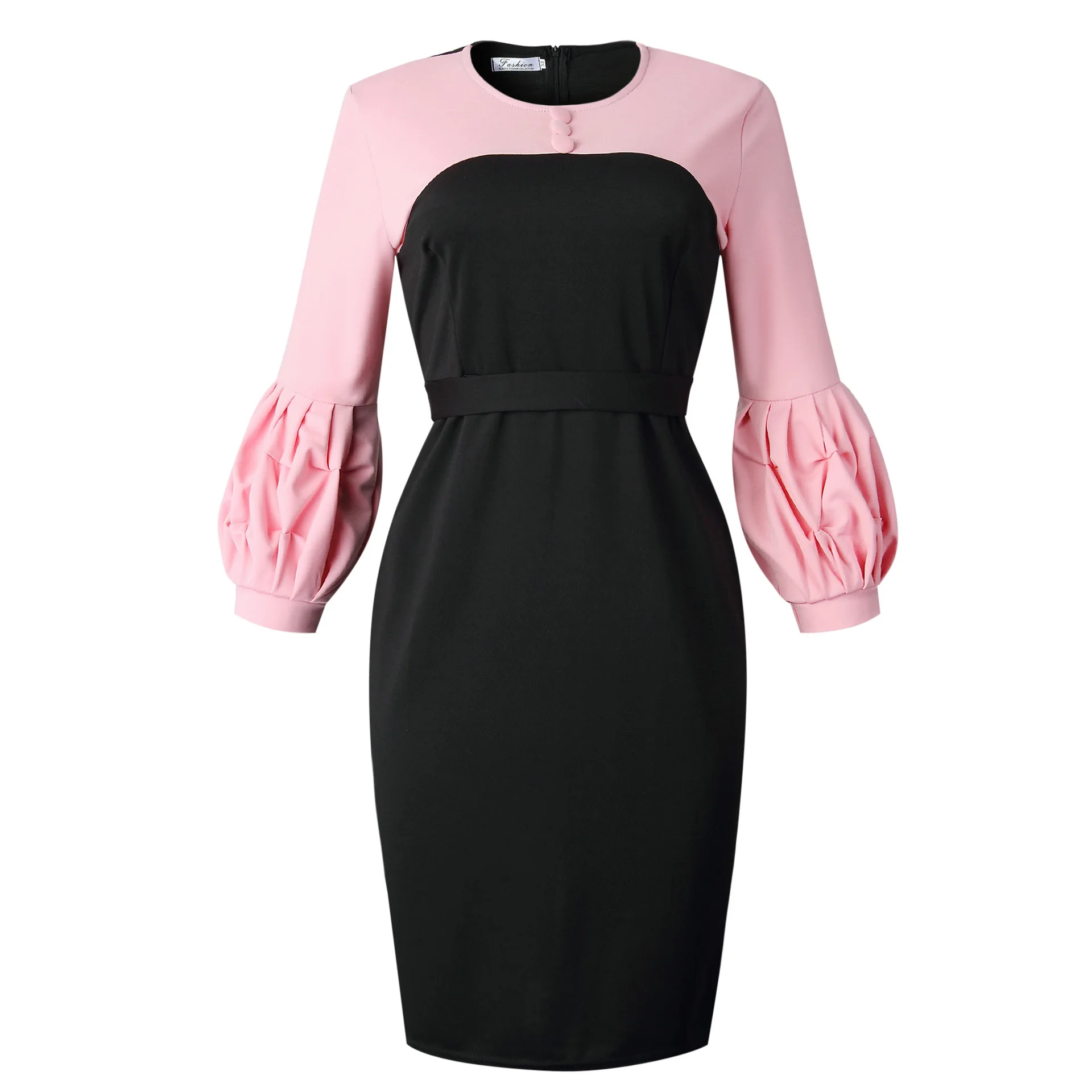 

autumn Plus-size women's wear flower petal sleeve Hip-hugging sexy dress