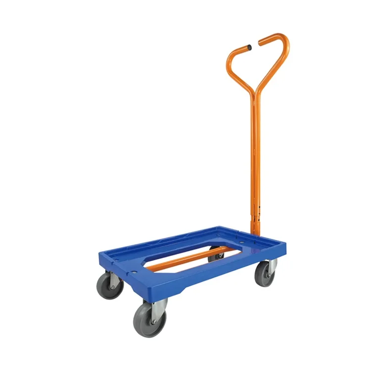 

Uni-Silent 250kgs 550lbs Plastic Crate Moving Container Dolly Cart With Handle PLA250C-ZX