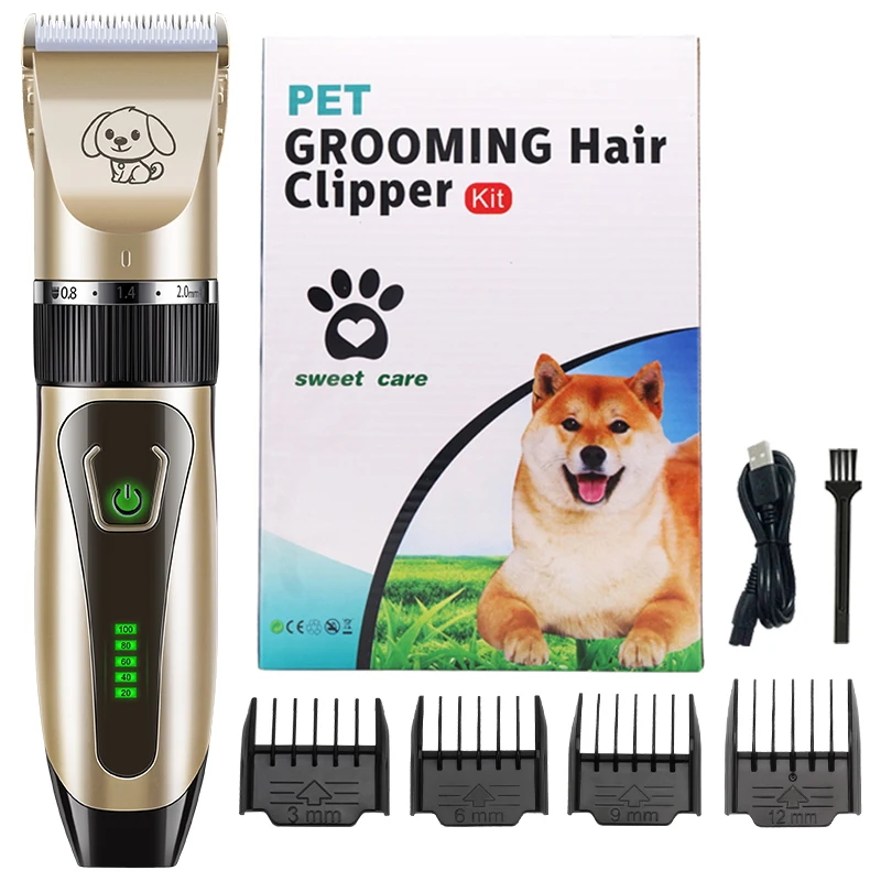 

Dog Hair Trimmer Electrical Pet Professional Grooming Machine Tool usb Rechargeable Shavers Hair Cutter Cat Dog Haircut clipper, Gold,pink