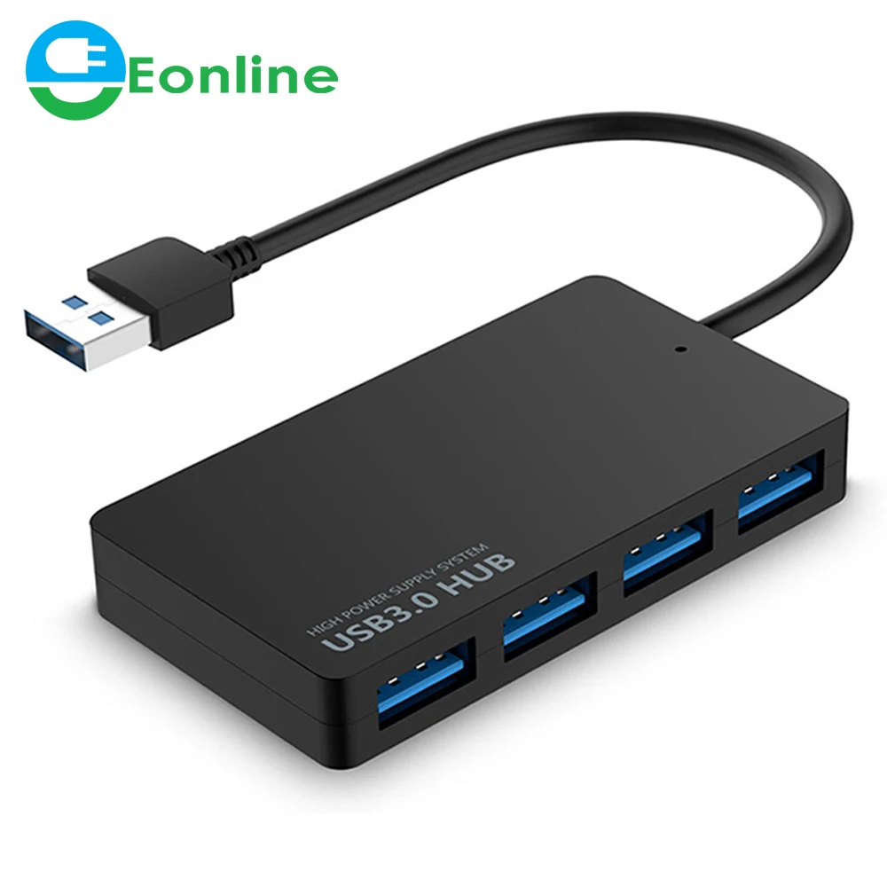 

Eonline Adapter For Laptop PC High Speed USB 3.0 Hub External 4 Ports Adapter Splitter USB Expander Computer Accessories, Sliver