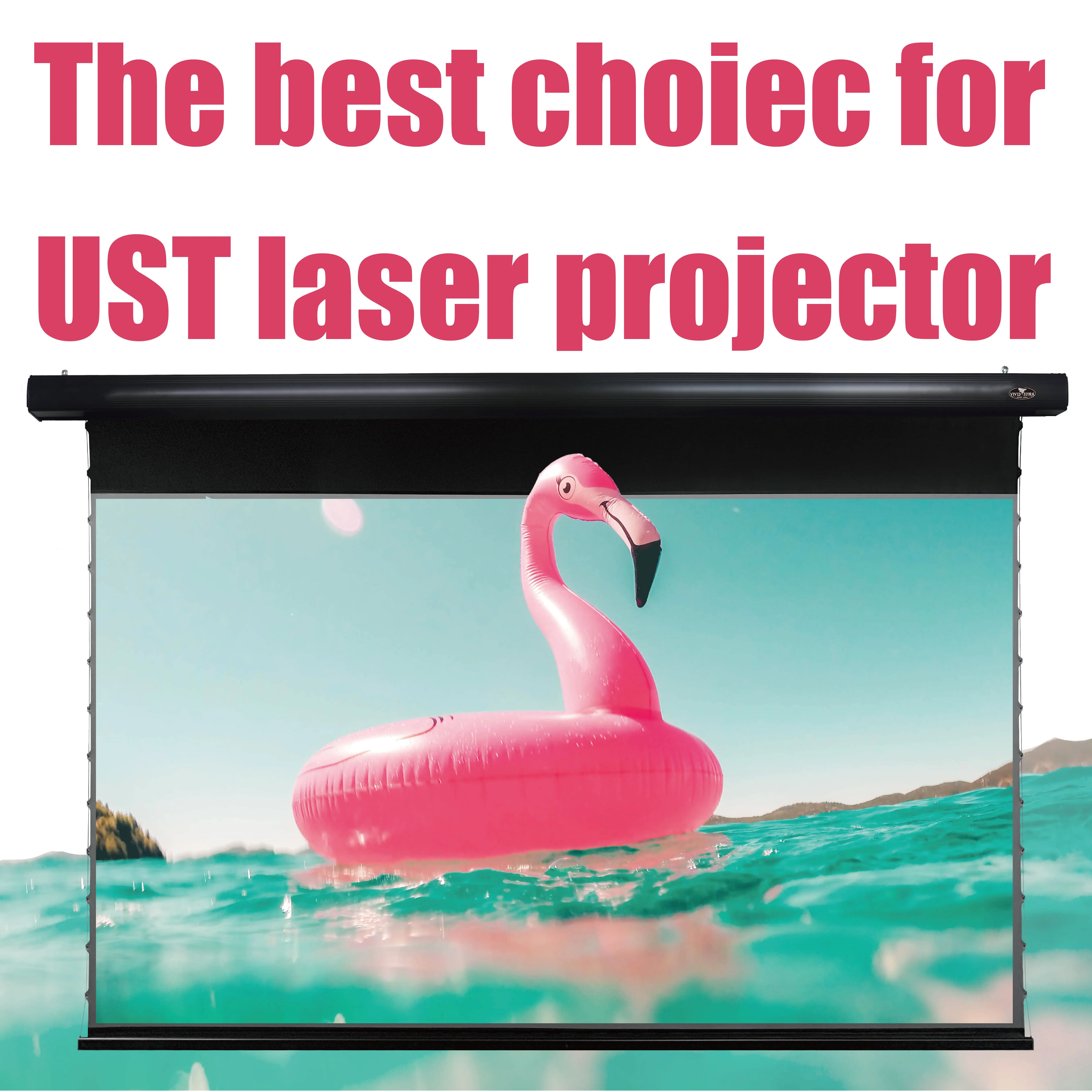 
VIVIDSTORM PRO Motorized 120 inch Drop Down screen UST Projector Ultra-Short Throw Ambient Light Rejecting 4K projector screen 