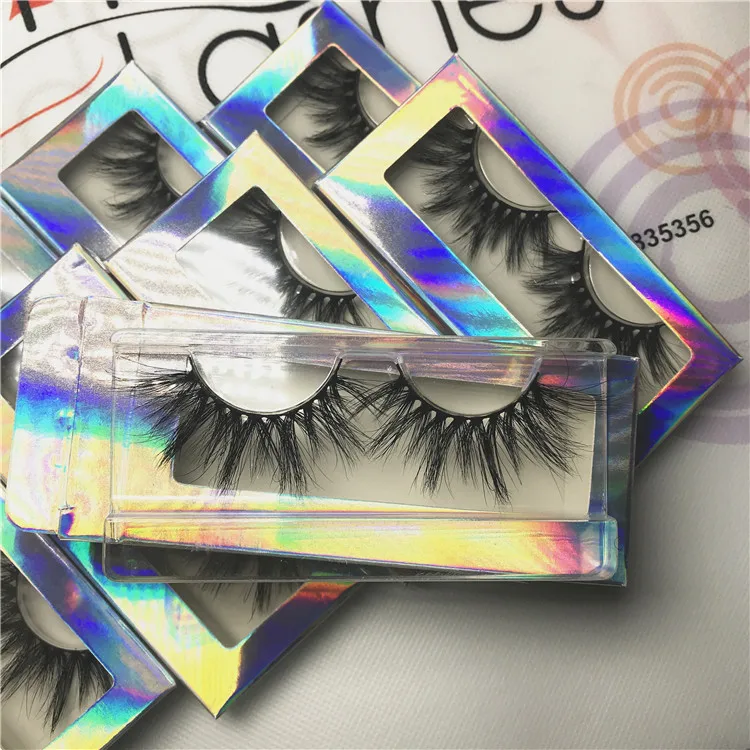 

Maynice Vendor Wholesale 25mm Siberian Mink Eyelashes 100% 3d Mink Lashes With Free Holo Paper Packaging Box, Black