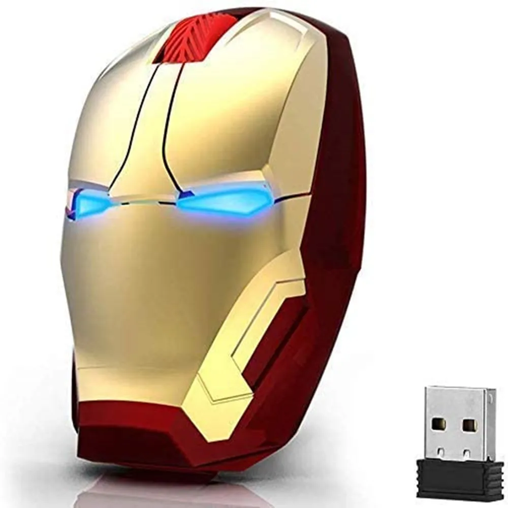 

Ergonomic Wireless Mouse Cool Iron Man Mouse 2.4G Portable Mobile Computer Click Silent Mouse Optical Mice for Laptop Computer