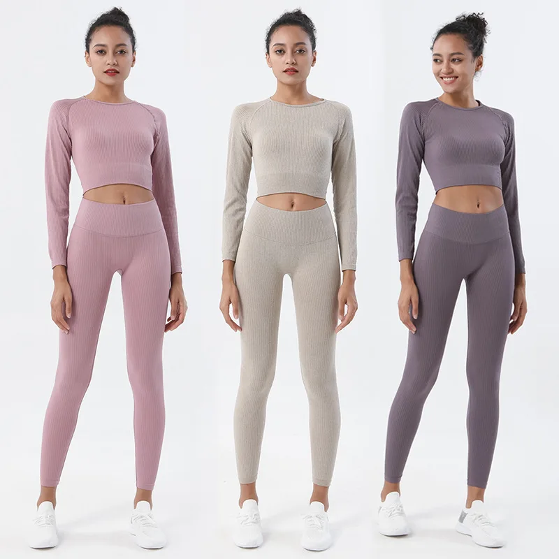 

Women Fitness Sport Yoga Suit Seamless Women Yoga Sets Long Sleeve Yoga Clothing Female Sport Gym Suits Wear Running Clothes