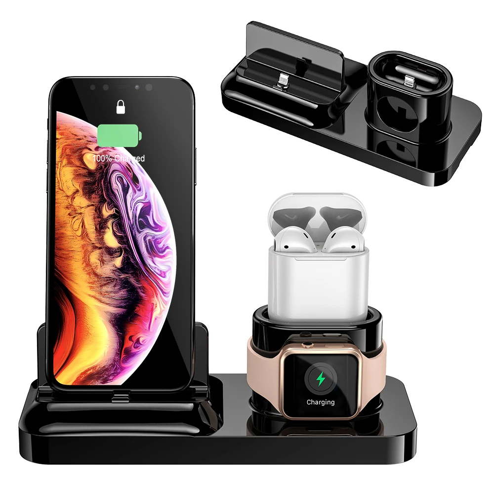 

Free Shipping 1 Sample OK CE FCC RoHS New 10w Qi Wireless Charging Dock Watch Earphone Mobile Phone 3 in 1 Wireless Charger