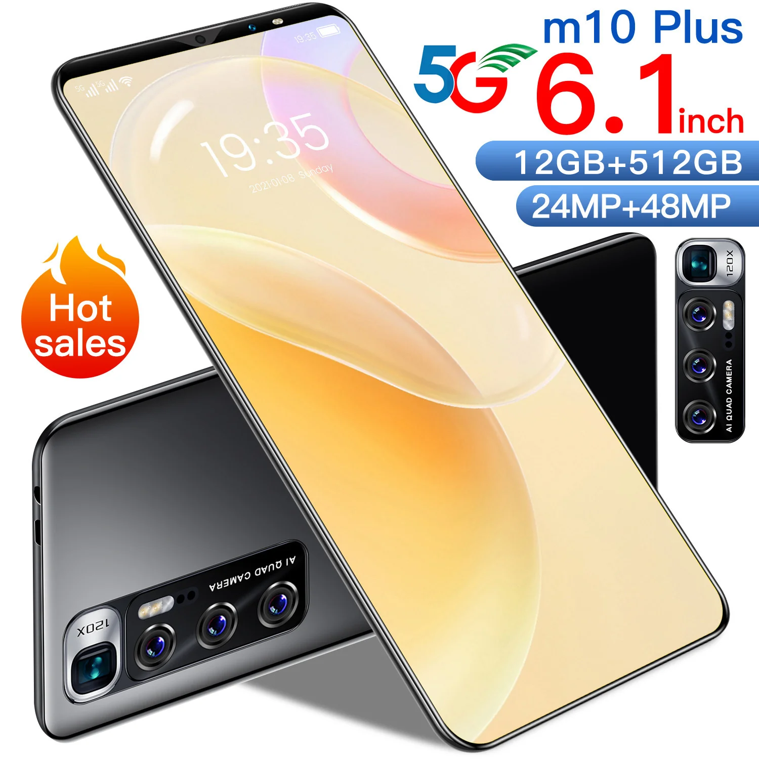 

6.1-inch OLED Screen Gaming smart phone 12G+512G large memory smartphone 24+48MP Camera GPS 10 core Mobile Phone