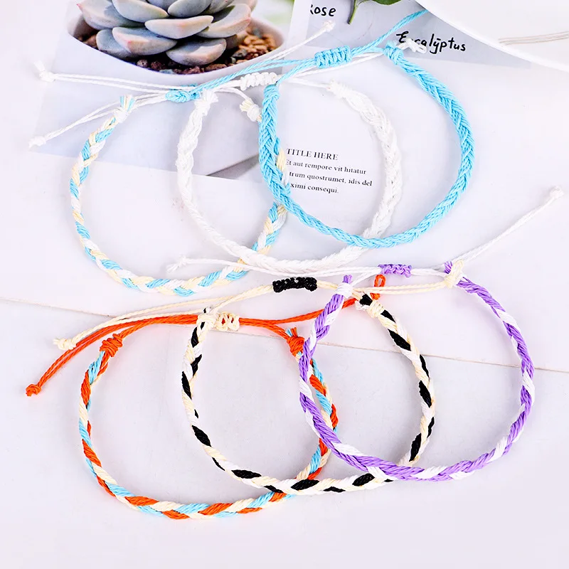 

Summer new products woven braided bracelet waterproof wax thread twist