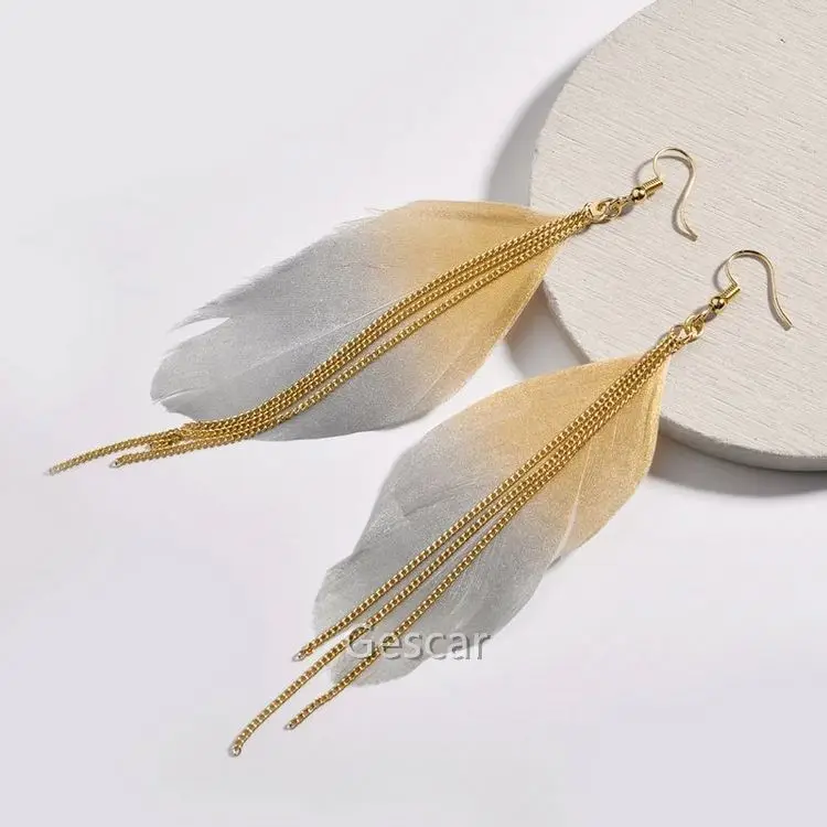 

Hot Fashion Chain Tassel Jewelry Colours Flash Feathers Earring Unique Earring Beauty Earrings Wholesale