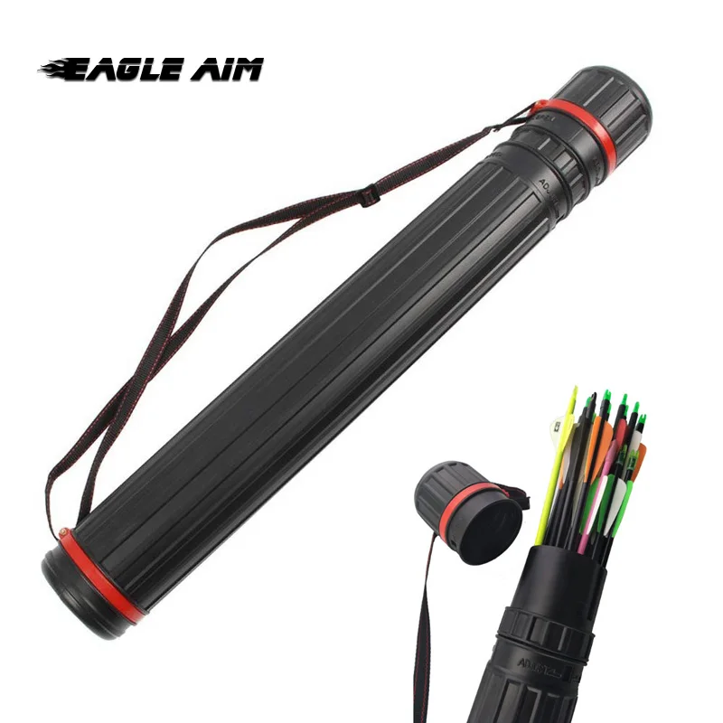 

Archery Quiver Telescopic Arrow Tube Adjustable 63cm To 105cm For Outdoor Shooting Accessories, Black and red