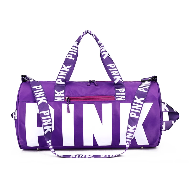 

Customized pink gym duffel bag for women fashion overnight tote bag waterproof polyester men travel sport bags, Pink , blue ,grey ,purple and black