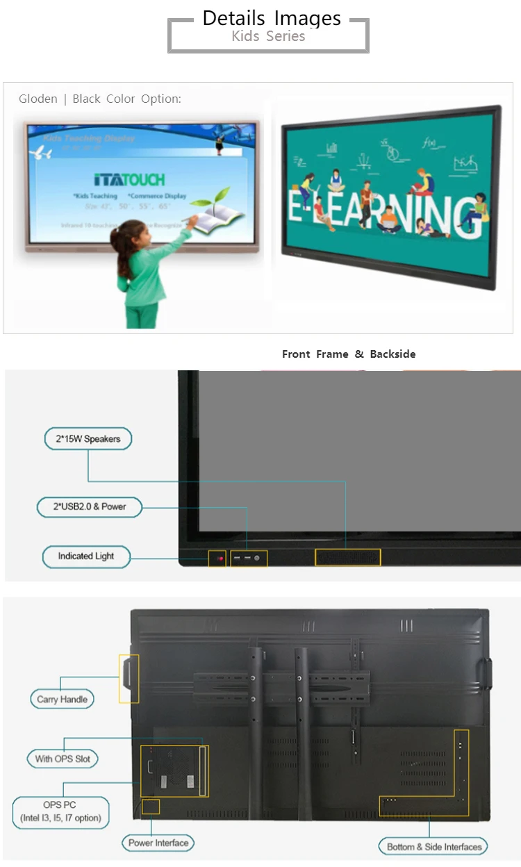 Nice quality led touch screen smart board kids electronic digital whiteboard interactive